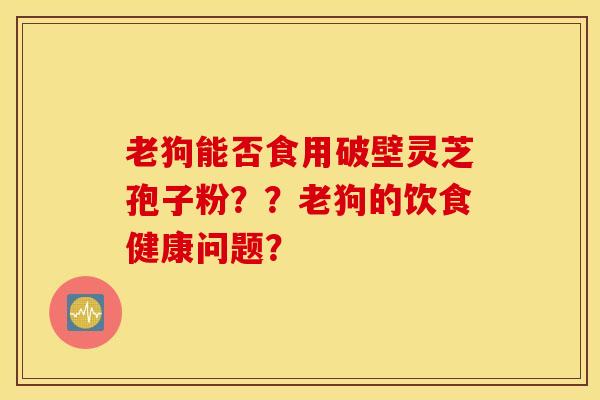 老狗能否食用破壁灵芝孢子粉？？老狗的饮食健康问题？