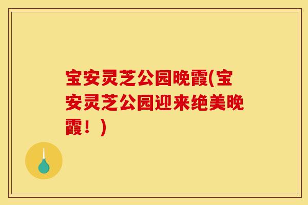 宝安灵芝公园晚霞(宝安灵芝公园迎来绝美晚霞！)