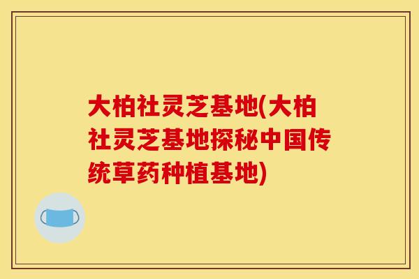 大柏社灵芝基地(大柏社灵芝基地探秘中国传统草药种植基地)
