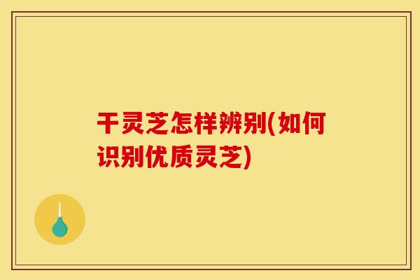 干灵芝怎样辨别(如何识别优质灵芝)