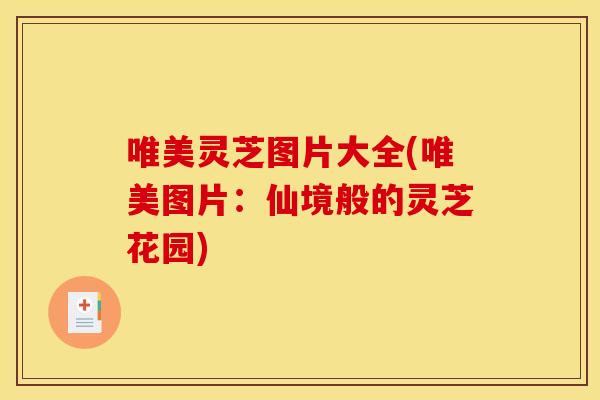 唯美灵芝图片大全(唯美图片：仙境般的灵芝花园)
