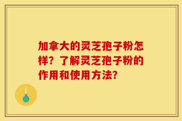 加拿大的灵芝孢子粉怎样？了解灵芝孢子粉的作用和使用方法？
