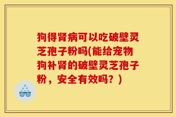 狗得肾病可以吃破壁灵芝孢子粉吗(能给宠物狗补肾的破壁灵芝孢子粉，安全有效吗？)
