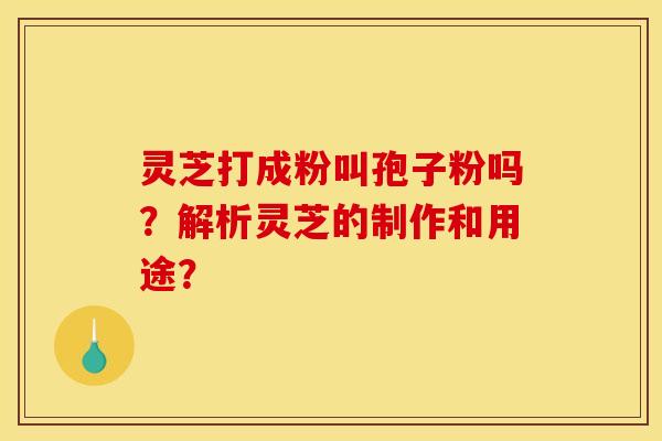 灵芝打成粉叫孢子粉吗？解析灵芝的制作和用途？