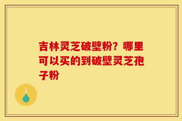 吉林灵芝破壁粉？哪里可以买的到破壁灵芝孢子粉