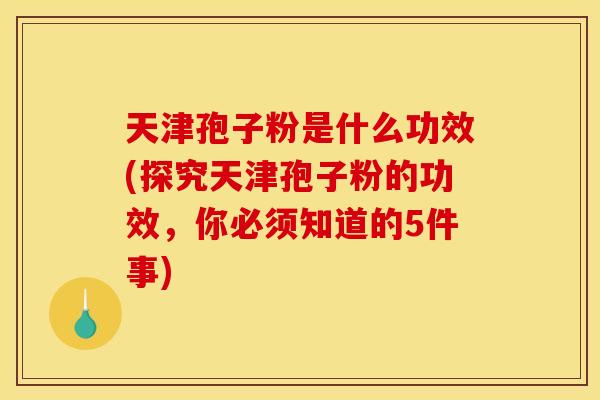 天津孢子粉是什么功效(探究天津孢子粉的功效，你必须知道的5件事)