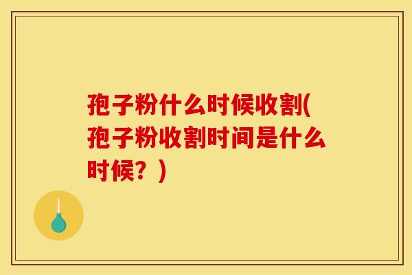 孢子粉什么时候收割(孢子粉收割时间是什么时候?) 孢子粉什么时候收割(孢子粉收割时间是什么时候?)