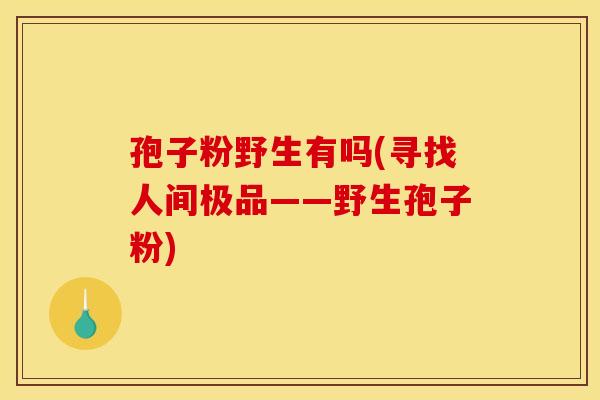 孢子粉野生有吗(寻找人间极品——野生孢子粉)