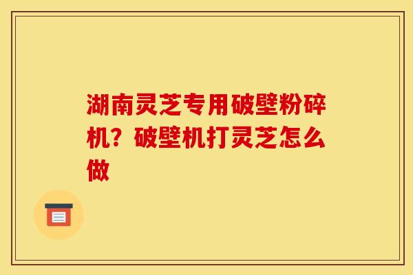 湖南灵芝专用破壁粉碎机？破壁机打灵芝怎么做