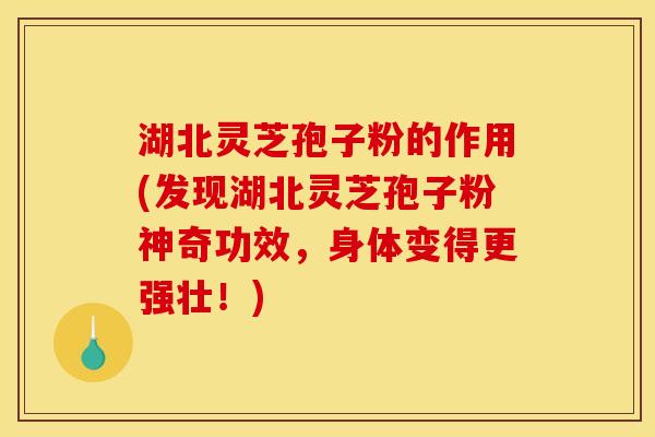 湖北灵芝孢子粉的作用(发现湖北灵芝孢子粉神奇功效，身体变得更强壮！)