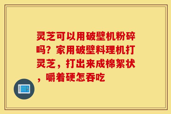 灵芝可以用破壁机粉碎吗？家用破壁料理机打灵芝，打出来成棉絮状，嚼着硬怎吞吃