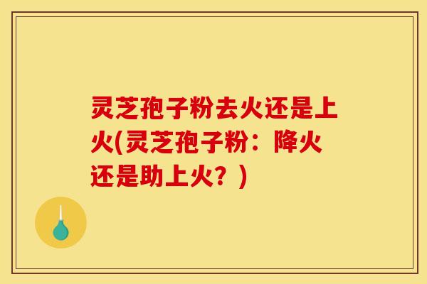 灵芝孢子粉去火还是上火(灵芝孢子粉：降火还是助上火？)