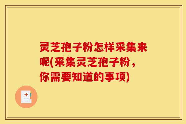 灵芝孢子粉怎样采集来呢(采集灵芝孢子粉，你需要知道的事项)