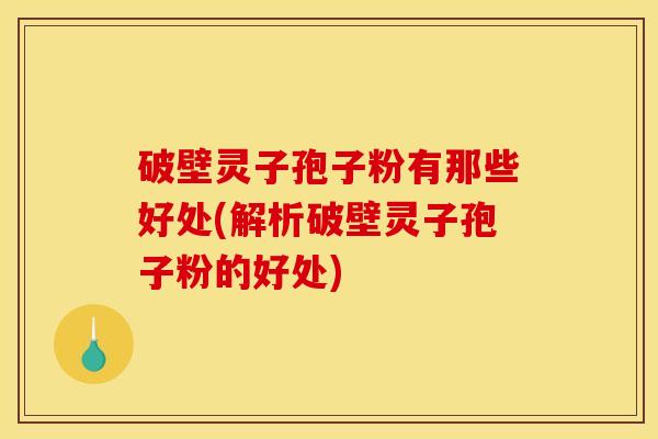 破壁灵子孢子粉有那些好处(解析破壁灵子孢子粉的好处)