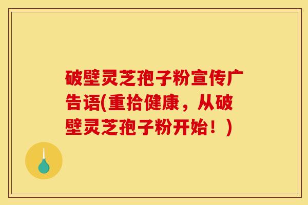 破壁灵芝孢子粉宣传广告语(重拾健康，从破壁灵芝孢子粉开始！)