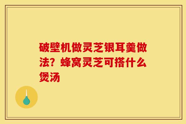 破壁机做灵芝银耳羹做法？蜂窝灵芝可搭什么煲汤