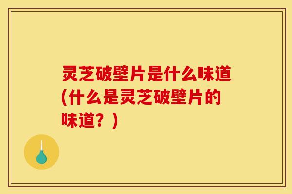 灵芝破壁片是什么味道(什么是灵芝破壁片的味道？)