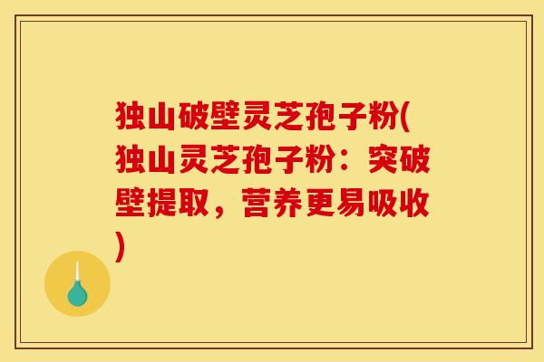 独山破壁灵芝孢子粉(独山灵芝孢子粉：突破壁提取，营养更易吸收)