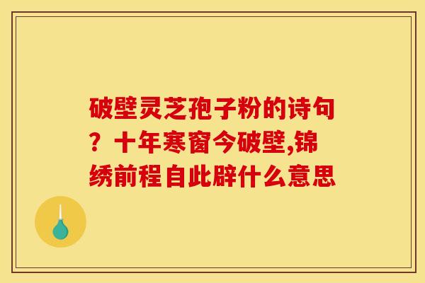 破壁灵芝孢子粉的诗句？十年寒窗今破壁,锦绣前程自此辟什么意思