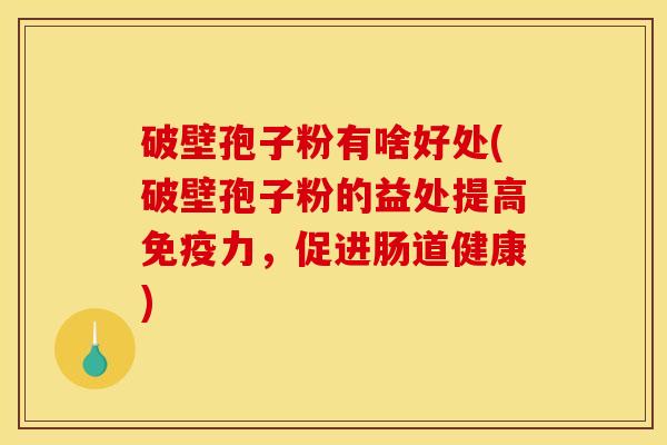 破壁孢子粉有啥好处(破壁孢子粉的益处提高免疫力，促进肠道健康)