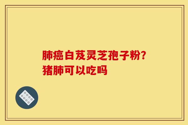 肺癌白芨灵芝孢子粉？猪肺可以吃吗