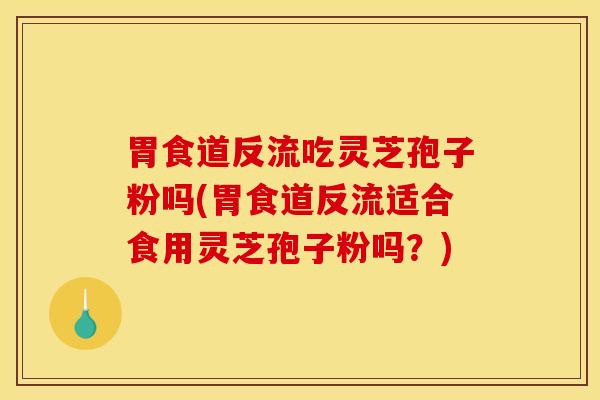 胃食道反流吃灵芝孢子粉吗(胃食道反流适合食用灵芝孢子粉吗？)