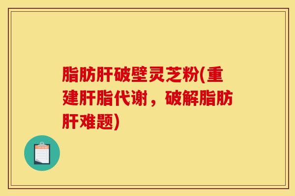 脂肪肝破壁灵芝粉(重建肝脂代谢，破解脂肪肝难题)