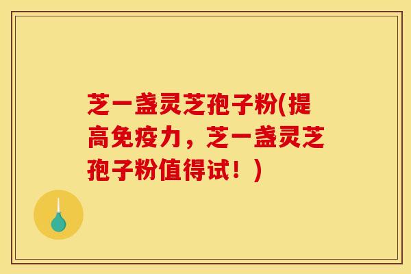 芝一盏灵芝孢子粉(提高免疫力，芝一盏灵芝孢子粉值得试！)