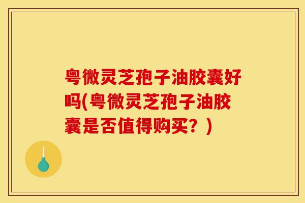 粤微灵芝孢子油胶囊好吗(粤微灵芝孢子油胶囊是否值得购买？)