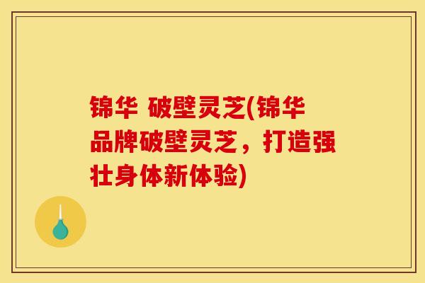 锦华 破壁灵芝(锦华品牌破壁灵芝，打造强壮身体新体验)