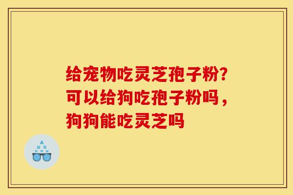 给宠物吃灵芝孢子粉？可以给狗吃孢子粉吗，狗狗能吃灵芝吗