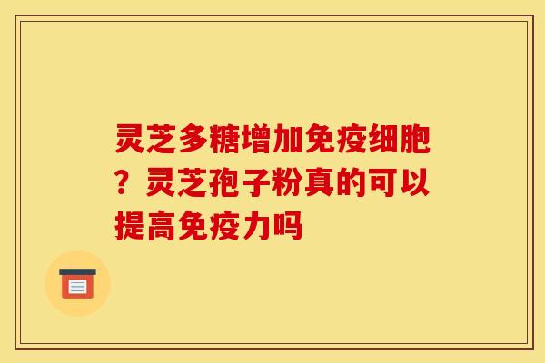 灵芝多糖增加免疫细胞？灵芝孢子粉真的可以提高免疫力吗