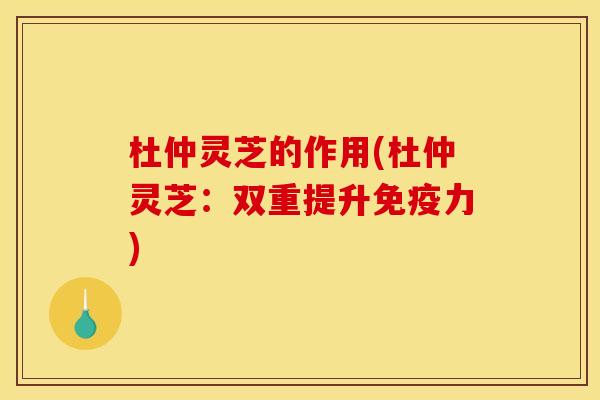 杜仲灵芝的作用(杜仲灵芝：双重提升免疫力)