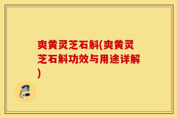 爽黄灵芝石斛(爽黄灵芝石斛功效与用途详解)