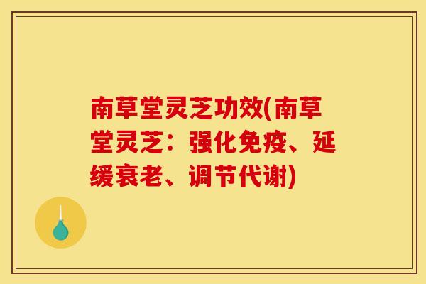 南草堂灵芝功效(南草堂灵芝：强化免疫、延缓衰老、调节代谢)