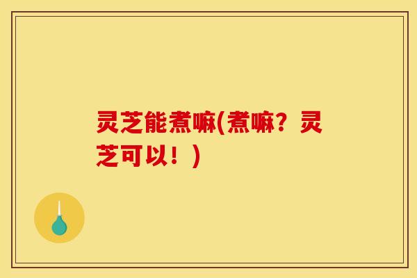 灵芝能煮嘛(煮嘛？灵芝可以！)