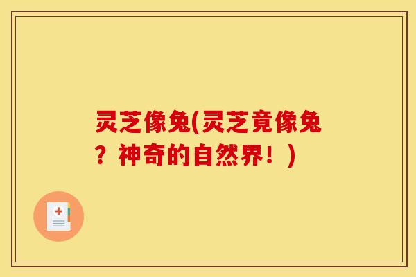 灵芝像兔(灵芝竟像兔？神奇的自然界！)