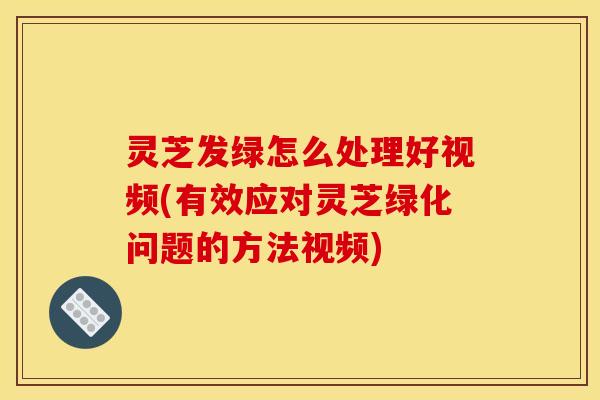 灵芝发绿怎么处理好视频(有效应对灵芝绿化问题的方法视频)