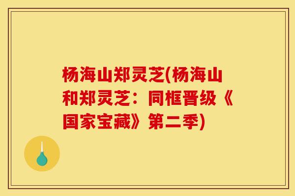 杨海山郑灵芝(杨海山和郑灵芝：同框晋级《国家宝藏》第二季)