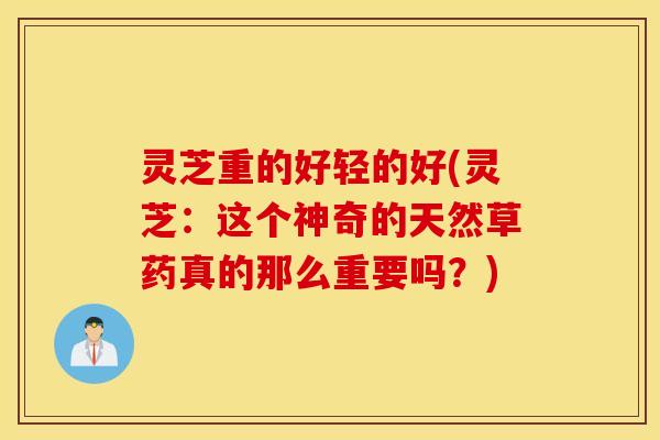 灵芝重的好轻的好(灵芝：这个神奇的天然草药真的那么重要吗？)