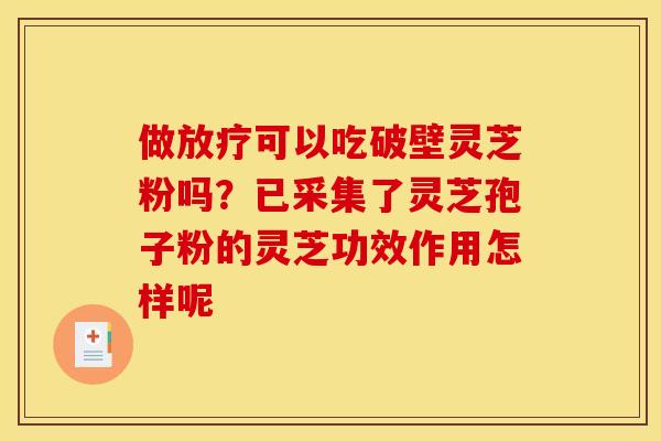 做放疗可以吃破壁灵芝粉吗？已采集了灵芝孢子粉的灵芝功效作用怎样呢