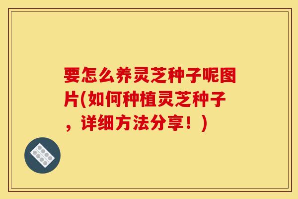 要怎么养灵芝种子呢图片(如何种植灵芝种子，详细方法分享！)