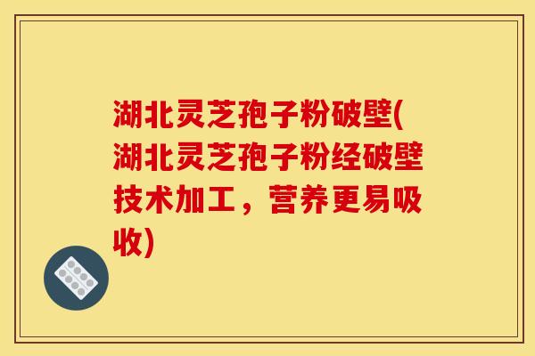 湖北灵芝孢子粉破壁(湖北灵芝孢子粉经破壁技术加工，营养更易吸收)