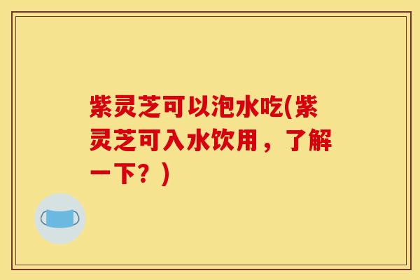 紫灵芝可以泡水吃(紫灵芝可入水饮用，了解一下？)