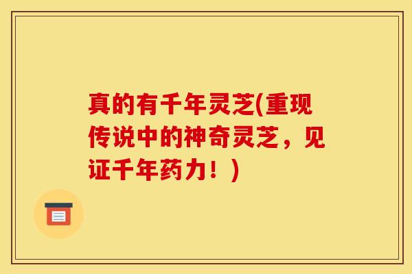 真的有千年灵芝(重现传说中的神奇灵芝，见证千年药力！)