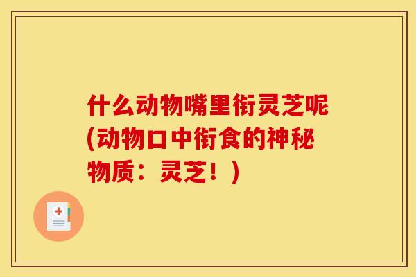 什么动物嘴里衔灵芝呢(动物口中衔食的神秘物质：灵芝！)