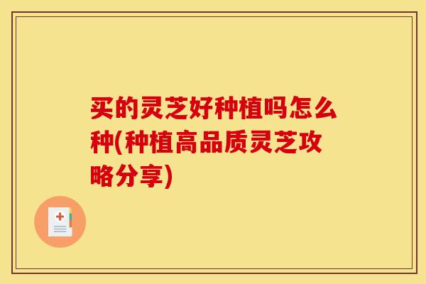 买的灵芝好种植吗怎么种(种植高品质灵芝攻略分享)