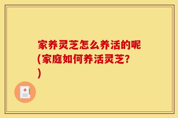 家养灵芝怎么养活的呢(家庭如何养活灵芝？)