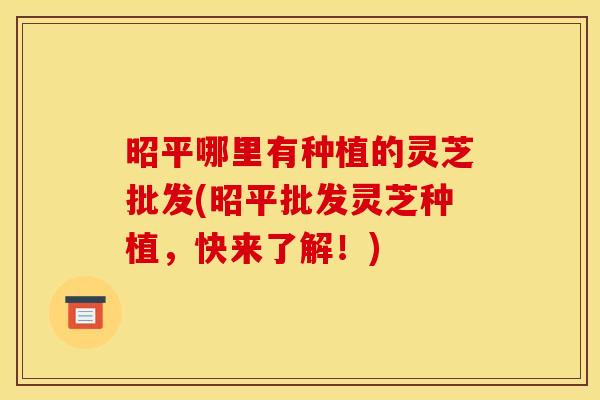 昭平哪里有种植的灵芝批发(昭平批发灵芝种植，快来了解！)