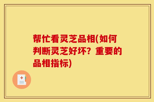 帮忙看灵芝品相(如何判断灵芝好坏？重要的品相指标)
